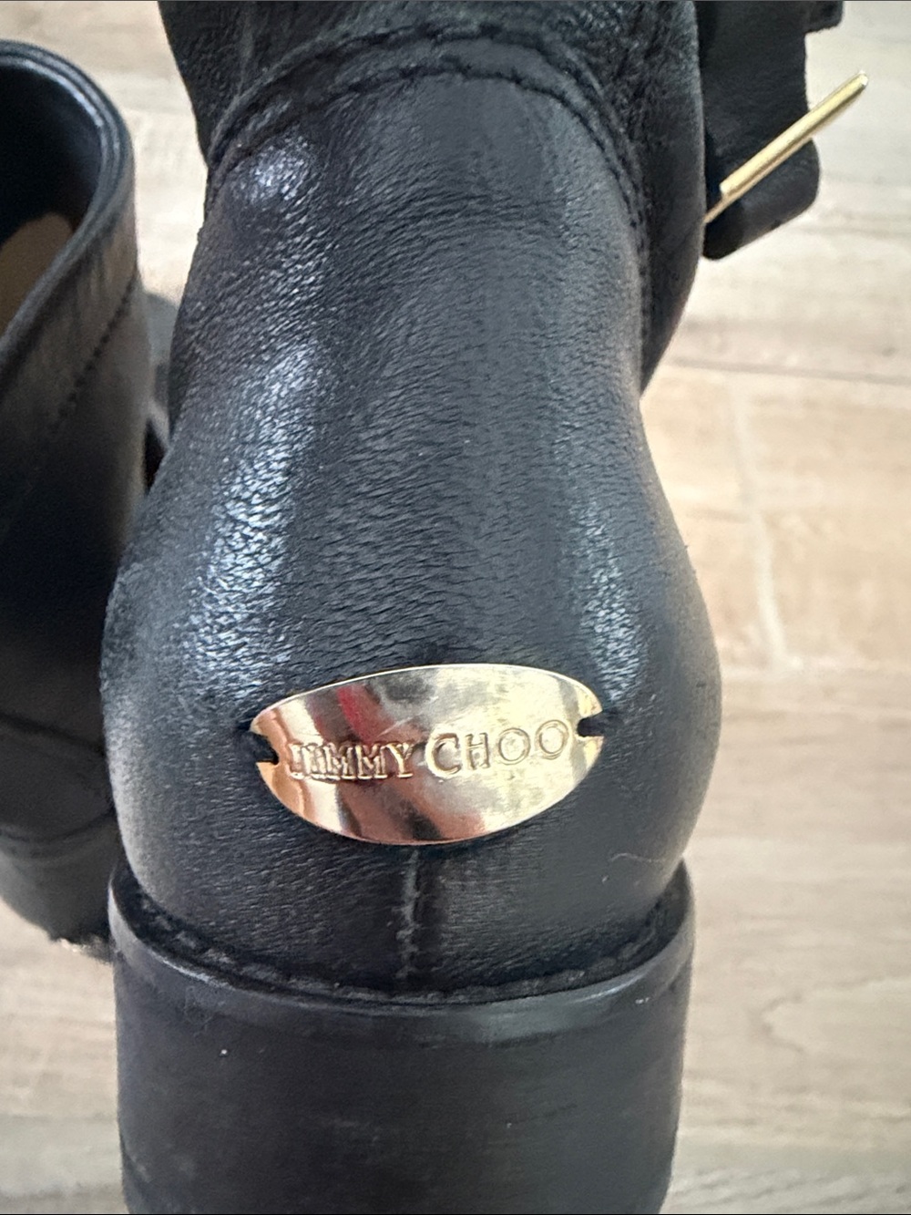 Jimmy Choo Black Leather Mid-Calf Buckle Boots - Picture 4 of 8